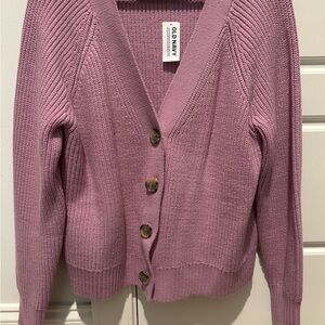 Old Navy Women's Mauve Ribbed Button-Up Cardigan